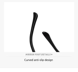 Détail des embouts de branches de lunettes noirs courbés et antidérapants pour un confort.
