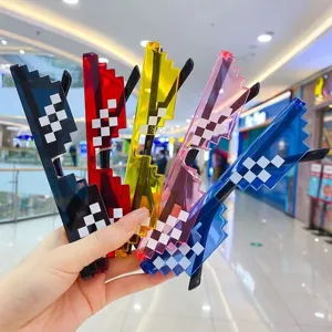 Mosaic Pixel Sunglasses For Kids Thug Life Style Creative Funny Party Props PC Frame Square Geometric Sunglasses