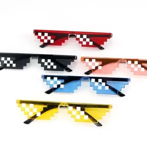 Creative pixelated mosaic sunglasses for kids and party props in multiple colors