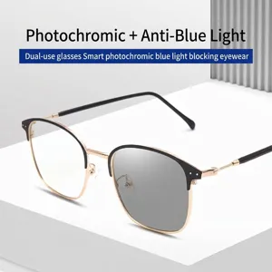 Phototrope Blaulichtfilter-Brille mit zweifarbigem Metall- und Schwarzrahmen