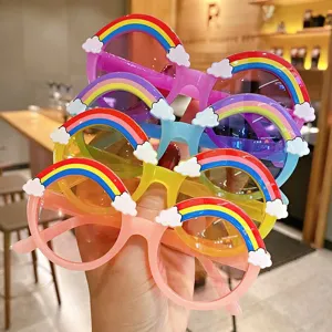 Adorable children's round frame rainbow sunglasses with colorful tinted ocean lenses
