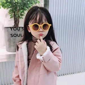 Gafas de sol redondas mate para niños con protección UV400 de moda actual y estilo