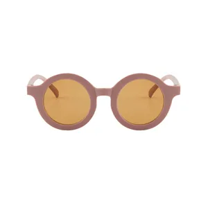 Gafas de sol redondas mate para niños con protección UV400 y lentes naranjas