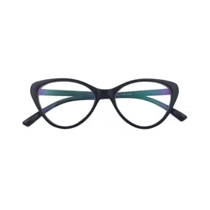 Gafas de ojo de gato negras clásicas con lentes anti-luz azul y montura ligera