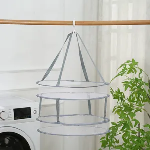 2-tier foldable hanging laundry drying mesh net rack for delicate underwear and socks