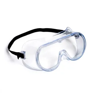 Transparante anti-condens veiligheidsbril met verstelbare zwarte elastische hoofdband voor oog.