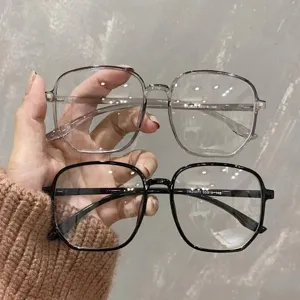 Montura de Gafas Cuadradas Grandes para Mujer Anti Luz Azul Gafas de PC Negro Transparente Montura de Gafas Ópticas Minimalistas