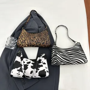 Western Retro PU Leather Underarm Bag For Women Fashion Leopard Cow Zebra Animal Print Shoulder Bag Casual Commuting Handbag