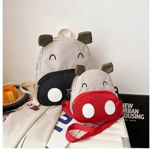 Süßes Kinderrucksack- und Umhängetaschen-Set mit Cartoon-Kuh-Motiv für kleine Jungen und Mädchen