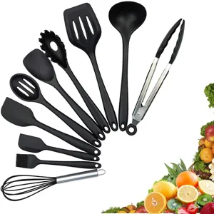 Ensemble d'Ustensiles de Cuisine en Silicone Moderne Minimaliste Outils de Pâtisserie Antiadhésifs Résistants à la Chaleur Spatule Pince Fouet pour Cuisine à Domicile