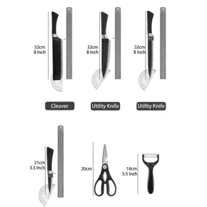 Tabella delle dimensioni e misure per il set di 6 coltelli da cucina 4Cr13 con misure