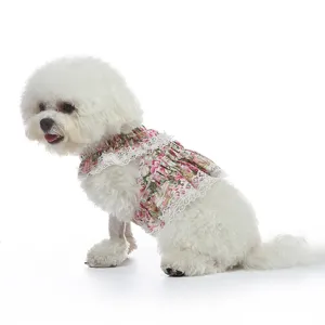 Vestido de perro mascota de encaje floral verano ropa linda de cachorro para perros