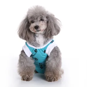 Comfortable recovery suit for dogs, breathable surgical onesie with cute paw prints.