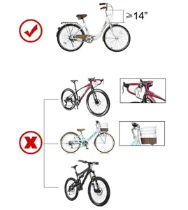 Schema compatibilità cestino bici per animali con altezza tubo sterzo ≥14 pollici