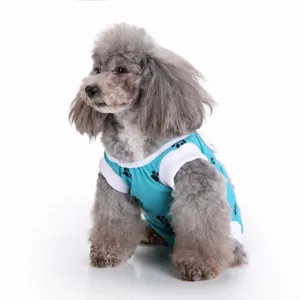 Pet dog surgery recovery suit breathable cute paw print pet medical wear comfortable clothing