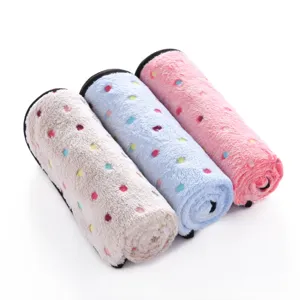 Soft fleece pet blanket rolled up, warm double-sided material, perfect for dogs and cats.