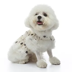 Dulce vestido para mascotas con encaje, ropa de verano bonita para perros pequeños detalle.