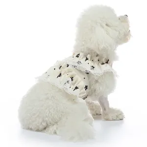 Vestido de encaje dulce para perro verano linda falda de cachorro ropa transpirable con volantes.