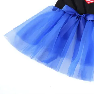 Cute pet dog dress with blue tulle tutu skirt and bow for summer wear daily cute apparel.