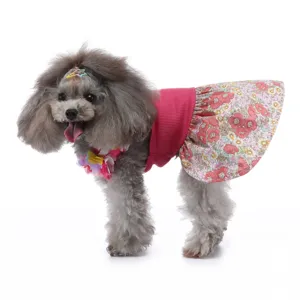 Jolie robe florale pour chien, jupe d'été rose pour animaux, vêtement de vacances respirant pour chat.