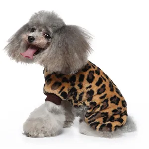 Pigiama in peluche maculato per cani di piccola taglia, abbigliamento da casa autunnale caldo