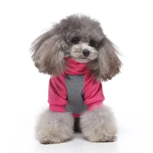 Gemütlicher Hundepullover mit hohem Kragen, modisches Rosa-Grau-Design für den Frühling.