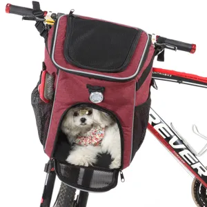 Cestino anteriore per bicicletta per cani di piccola taglia montato