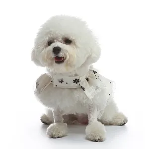 Lindo vestido de verano para mascotas con encaje floral para perros pequeños y cachorros.