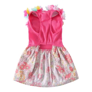 Jolie robe d'été pour chien à fleurs, vêtement respirant pour chiot avec fleurs.