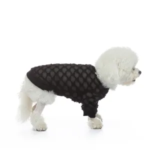 Camicia nera traforata per cani, abbigliamento estivo traspirante per animali