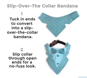 Huisdier halsband bandana blauwe driehoekige sjaal met opening voor handig gebruik.