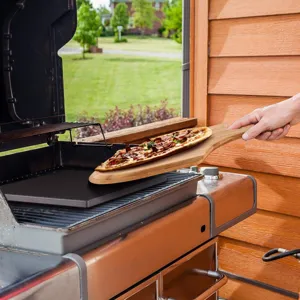 Juego de piedra para pizza de cordierita y pala de bambú para grill, ideal para pan y deliciosas pizzas.