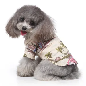 Hundehemd im Hawaii-Stil für den Sommer mit Palmen- und Vintage-Auto-Motiven für kleine Hunde