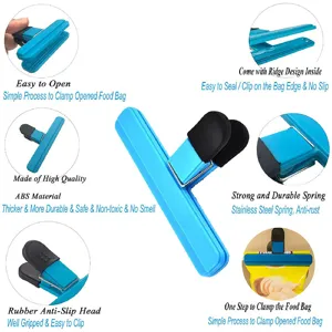 Detail view of durable ABS food bag sealing clip with stainless steel spring