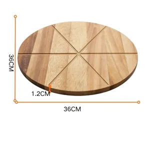 Tagliere rotondo in legno piatto per pizza tagliere in massiccio 36cm geometrico