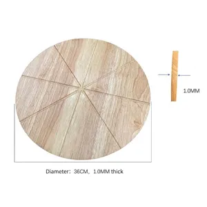 Professional round oak wood pizza board with 36cm diameter and 1.0mm thickness