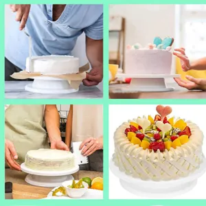 Weißer Kunststoff-Kuchen-Drehteller für DIY-Backen, glatt drehbarer Tortenständer.