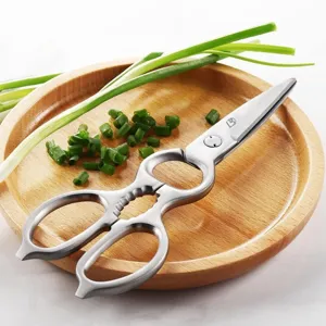 Multifunctional stainless steel kitchen scissors with walnut cracker and bottle opener tool