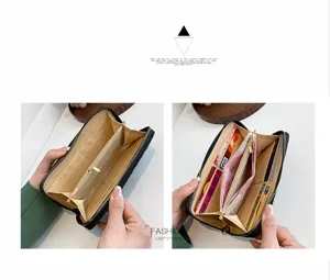 Innenansicht der langen Damen-Brieftasche mit Reißverschluss und Kartenfächern