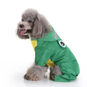 Mignon imperméable grenouille verte pour chien combinaison imperméable quatre pattes