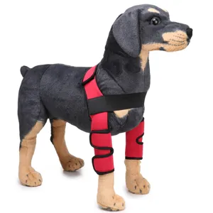 Adjustable red pet leg brace for dog injury recovery and surgery protection
