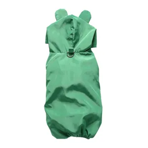 Imperméable vert pour chien avec capuche et oreilles mignonnes pour animaux de compagnie.
