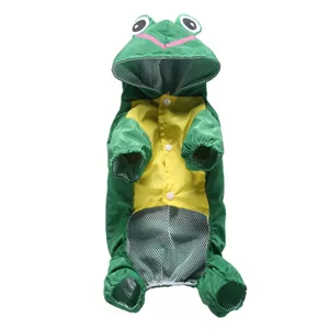 Imperméable pour chien à quatre pattes motif grenouille avec capuche et doublure en maille respirante.