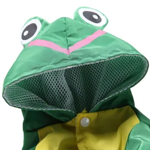 Mignon imperméable pour chien chat motif grenouille verte avec doublure en maille.