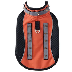 Pet anti-bite spiked vest reflective outdoor dog clothing breathable mesh orange size