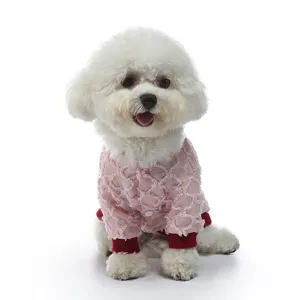 Cardigan rosa in pizzo per cani piccoli, abito estivo traspirante a due zampe