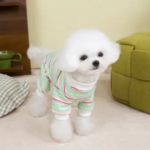 Bunte gestreifte Hundepyjama vierbeiniger Haustier-Jumpsuit für kleine Hunde