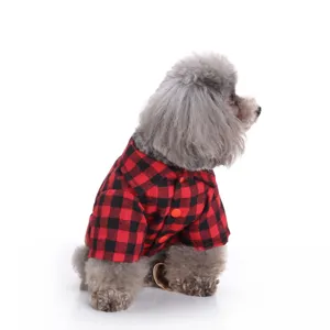 Schickes rot-schwarzes Karo Hundehemd klassisches Haustierkleidung für kleine Welpen