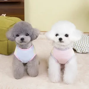 Lässige Polyester Haustier Hund Mesh Atmungsaktive Weste Farbblock Welpen Sportbekleidung Mit Geschirr D-Ring Sommer Außenkleidung