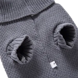 Classic grey pet sweater for small and medium dogs, warm knitted turtleneck apparel.